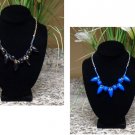 Unusual Shape Bead Necklace Handcrafted Blue or Black