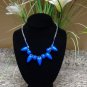 Unusual Shape Bead Necklace Handcrafted Blue or Black