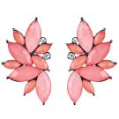 Retro 1950's Style Earrings A touch of Pink Acrylic Faceted.Marquise Cut