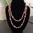 Wood Necklace Back to Nature With Star Print 40" Long