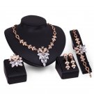 Rhinestone Jewelry 4pc Set Necklace Earrings Ring Bracelet