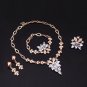 Rhinestone Jewelry 4pc Set Necklace Earrings Ring Bracelet