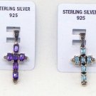 Pendant Cubic Zirconia And Sterling Silver Cross Stone Color Choice