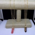 Gemstone Necklace Tiger Eye or Natural Rose Healing Point with gold chain