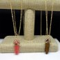 Gemstone Necklace Tiger Eye or Natural Rose Healing Point with gold chain