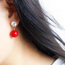 Classic Holiday Cherry Red Drop Earrings Party Fun
