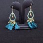Summer Hoop Earrings Color Choice Teal Color With Tassels