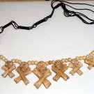 Skulls and Cross Bones Necklace Hand Carved from Bovine Bone