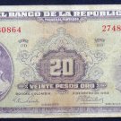 BANKNOTE COLOMBIA BANK NOTE 20 PESOS 1960 EL BANCO DE LA REPUBLICA