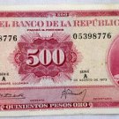 BANKNOTE COLOMBIA 500 PESOS ORO 7 DE AGOSTO DE 1973 REF CO-512