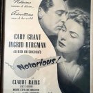 NOTORIOUS * ORIGINAL MOVIE POSTER HITCHCOCK 1946 CARY GRANT NUMBERED 73