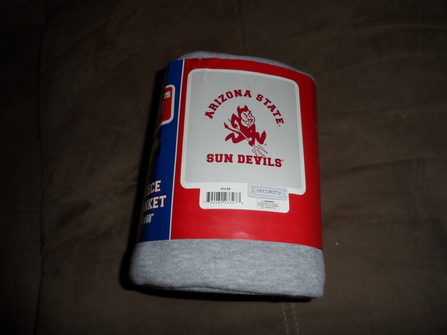 ASU - Arizona State Sun Devils Large 48"x60" Grey Fleece Blanket ~Brand New~