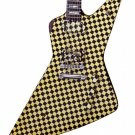 RICK NIELSEN-Yellow/Black Checkered Explorer 1:4 Scale Replica Guitar~Axe Heaven