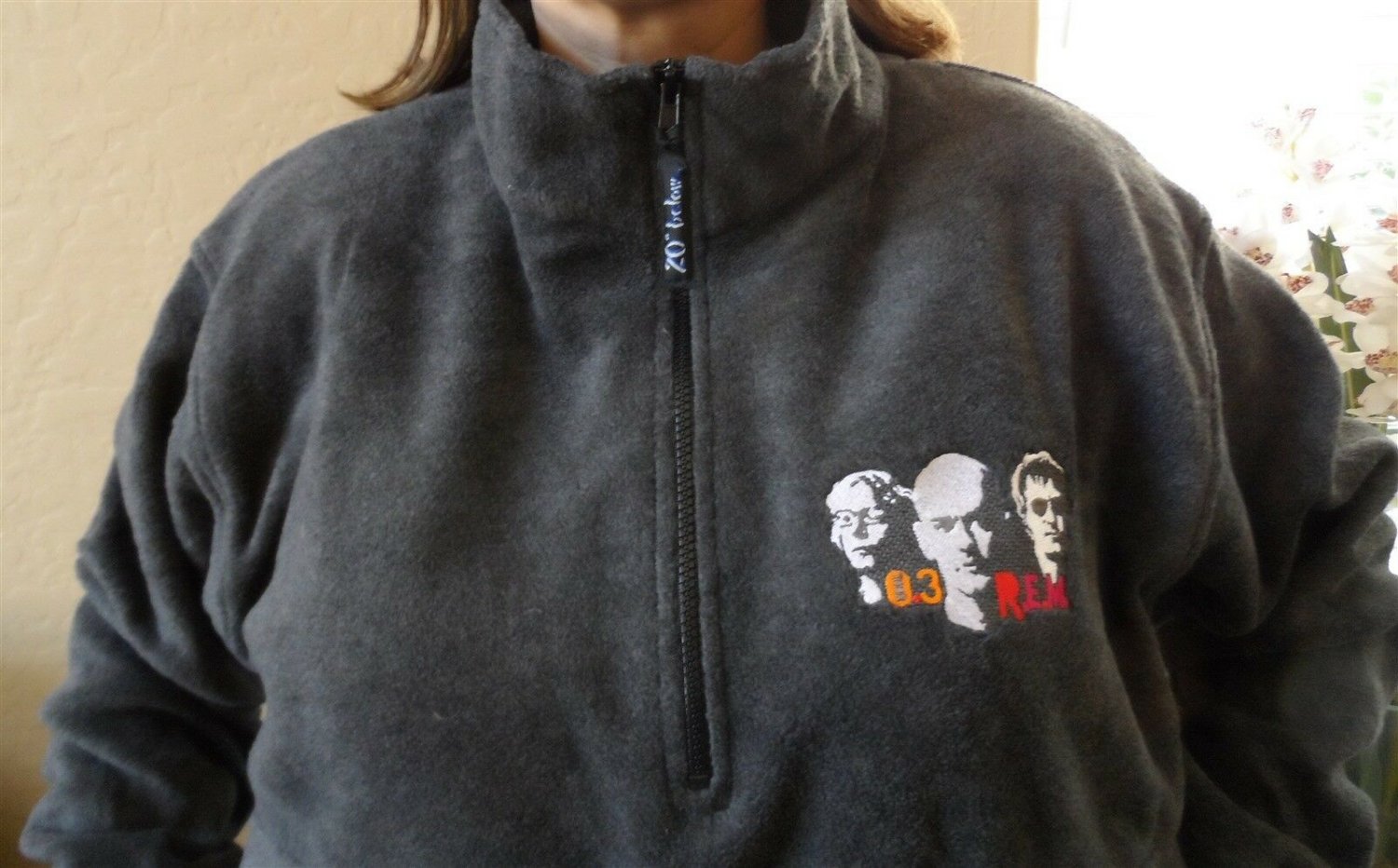 R.E.M. - 2003 Tour Embroidered Fleece Jacket Half Zip~BRAND NEW~ M