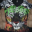 KESHA - All-Over Tiger Print V-Neck Women's T-Shirt ~Never Worn~ XL