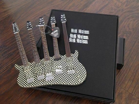RICK NIELSEN (Cheap Trick) - Five-Neck Black/Yellow Checkered Replica Guitar~Axe