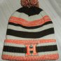 HOOTERS Orange Brown Licensed Striped / Embroidered Knit Beanie *Never Worn*