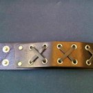 Black Leather 1.5 Inch Wide Cuff Bracelet with Criss-Cross Straps ~Adjustable~