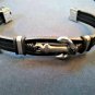 Stainless Steel Anchor Black PU Leather / Steel Bracelet. Be a Rockstar! ~New~