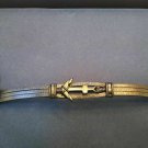 Black Steel Anchor Black PU Leather / Steel Bracelet. Be a Rockstar! ~New~
