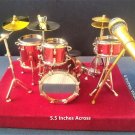 Miniature 4-5.5 Inch Replica Metal Drum Set - RED ~New~
