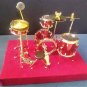 Miniature 4-5.5 Inch Replica Metal Drum Set - RED ~New~
