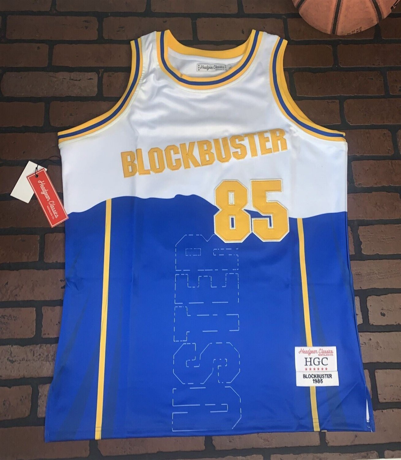 BLOCKBUSTER VIDEO "REWIND" Headgear Classics Basketball Jersey ~Never Worn~ L