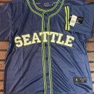 SEATTLE Blue and Green Embroidered Button-Up Baseball Jersey ~Never Worn~ M-2XL