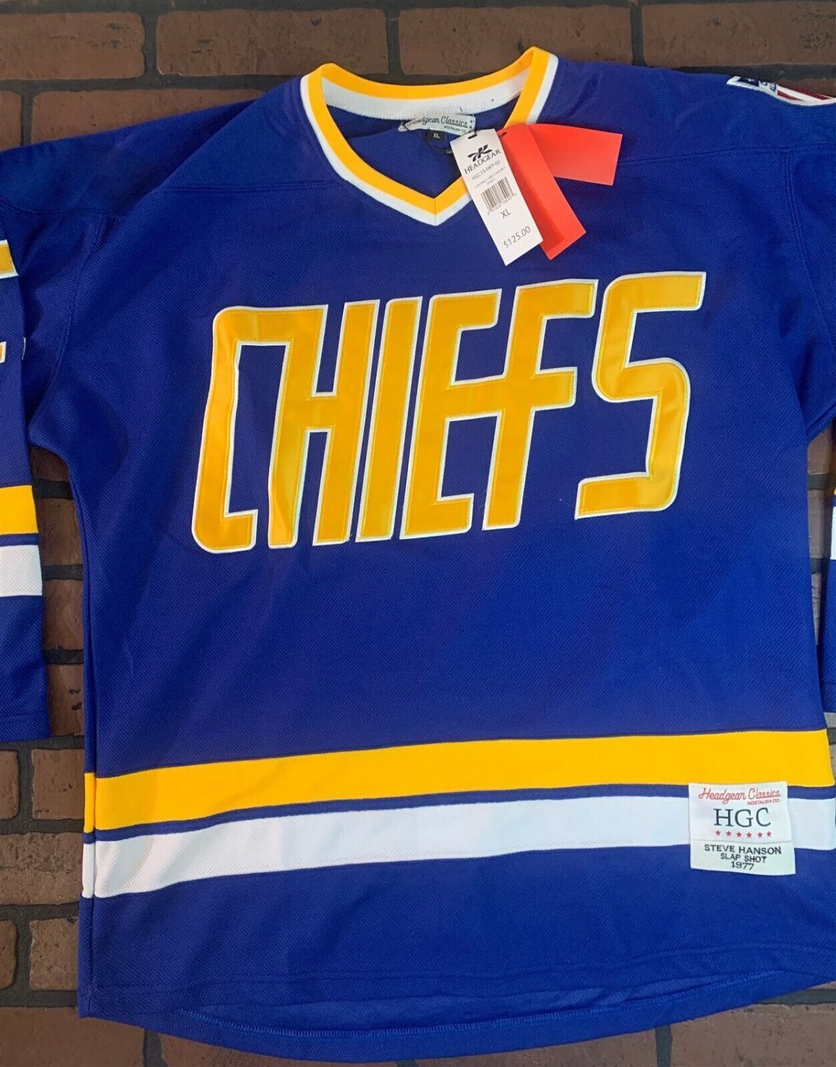 SLAPSHOT Chiefs (Hanson) Headgear Classics Hockey Blue Jersey ~Never Worn~ XL