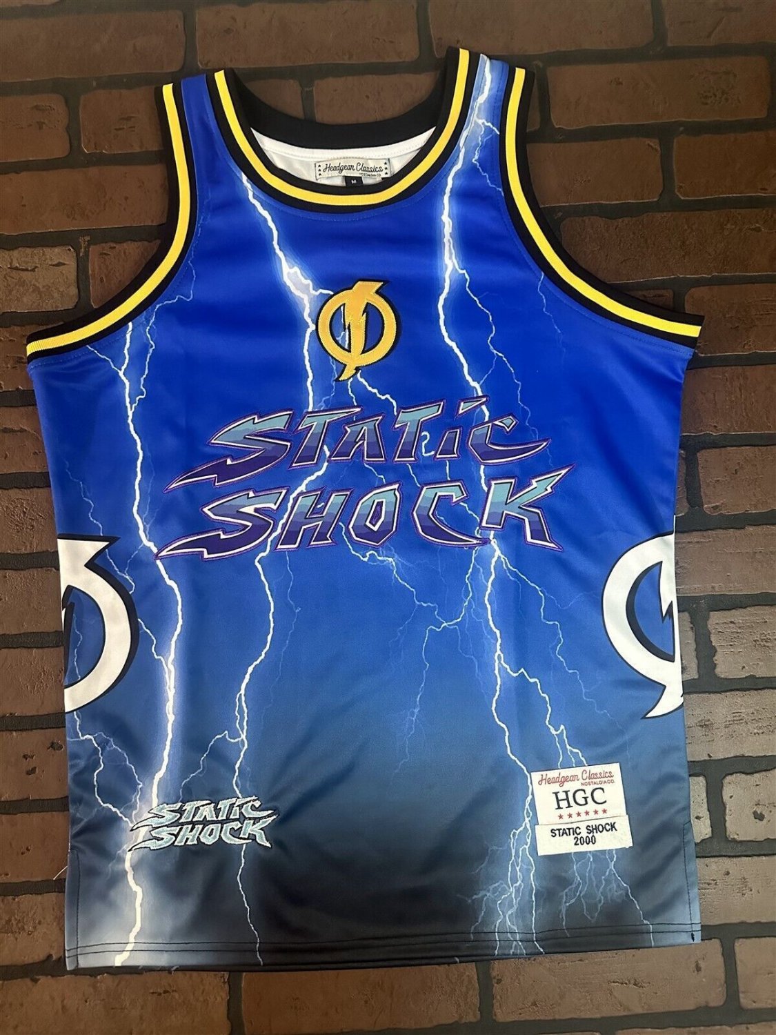 STATIC SHOCK Blue Lightening Headgear Classics Basketball Jersey ~Never Worn~ M