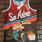 WILE E COYOTE/SAN ANTONIO Red Headgear Classics Basketball Jersey ~New~ S M XL
