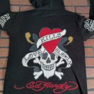 ED HARDY by Christian Audigier-Love Kills Slowly Black Zip-Up Sweater~VTG~ M-2XL