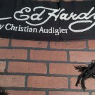 ED HARDY by Christian Audigier-2000s Death Or Glory Vtg Black Scarf~NEVER WORN~