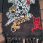 ED HARDY by Christian Audigier-2000s Death Or Glory Vtg Black Scarf~NEVER WORN~