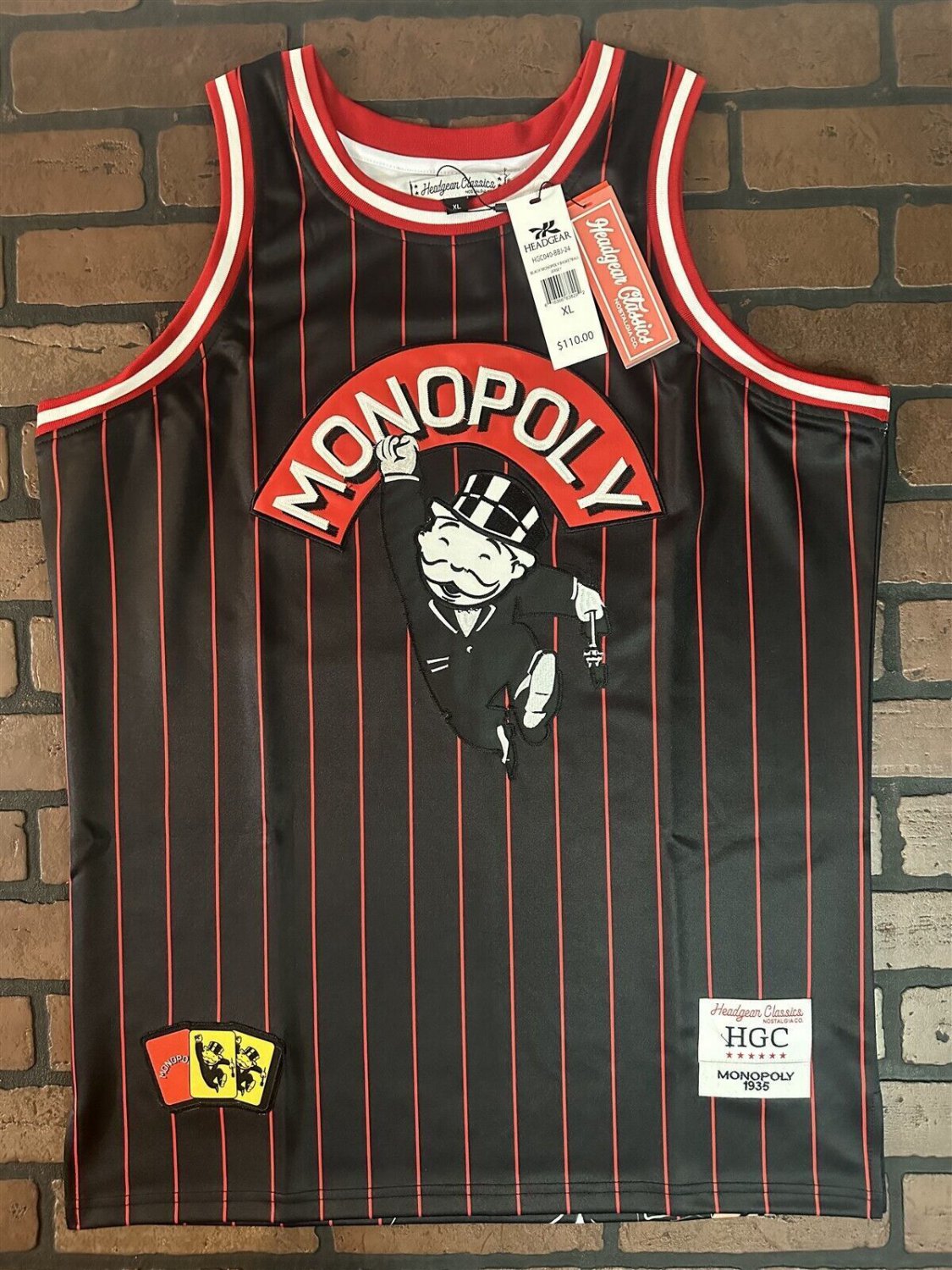 MONOPOLY Black Headgear Classics Basketball Jersey ~Never Worn~ S XL