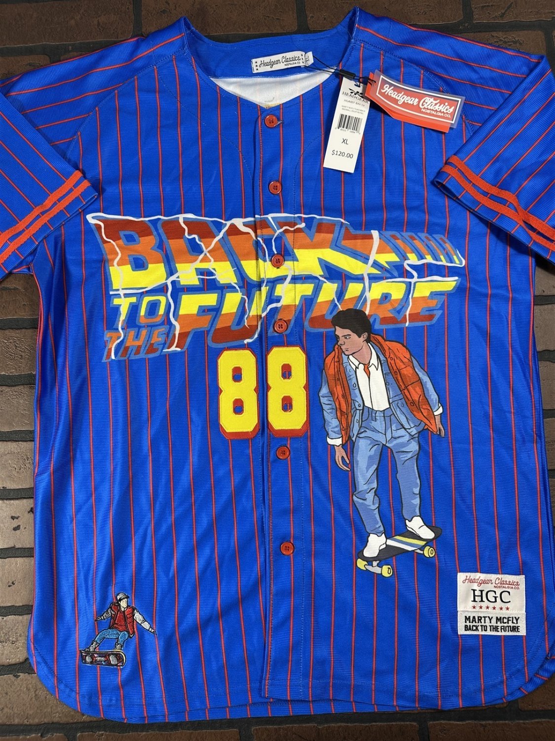 BACK TO THE FUTURE Headgear Classics Blue Baseball Jersey ~Never Worn~M L XL XXL