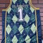 PLAYBOY BUNNY Green Argyle Headgear Classics Basketball Jersey ~Never Worn~M-2XL