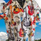 Hawaiian Guitar Shirt Men’s Tropical Button-Up Casual Aloha Beachwear ~New~M-2XL