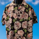 Sugar Skulls Hawaiian Shirt Men’s Tropical Button-Up Casual Aloha Beachwear~New~
