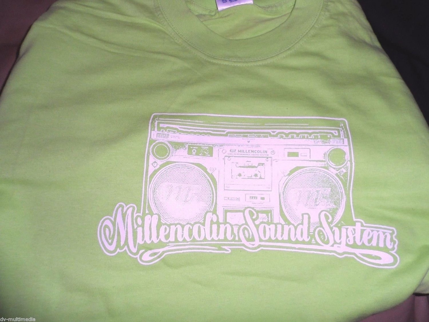 MILLENCOLIN SOUND SYSTEM - Lime Green Boombox t-shirt ~NEVER WORN~ XL