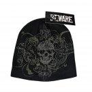 Beware Skull Knit Beanie Black/Green