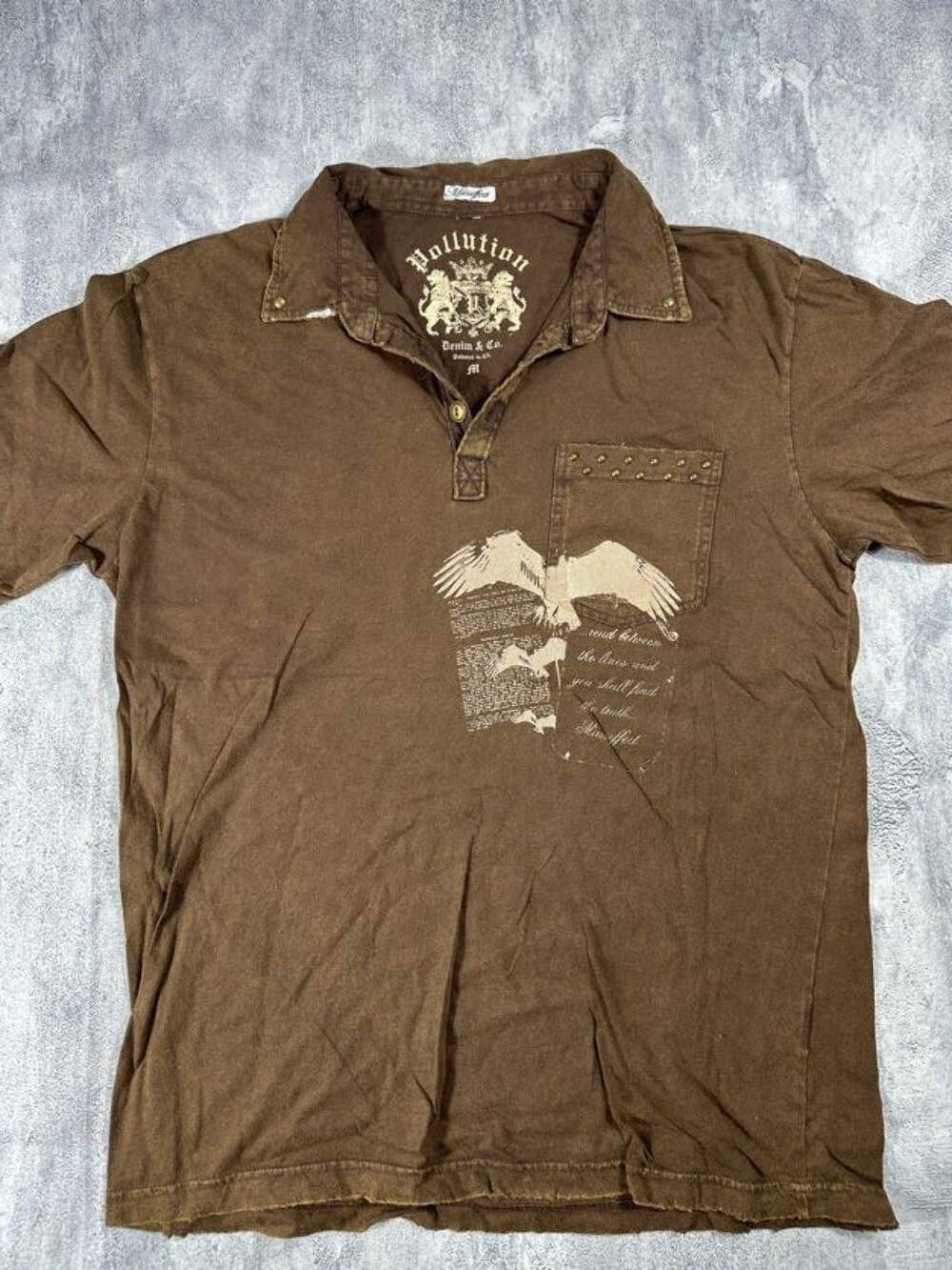 Pollution Brown Collared Y2K Shirt
