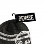 Beware Skull Knit Beanie Gray/White