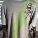 ED HARDY by Christian Audigier - Life And Glory Vtg Green Sweater ~NEW~L-2XL