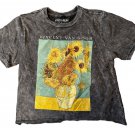 Vincent van Gogh Sunflowers T-Shirt Acid Wash Art Tee S-XL
