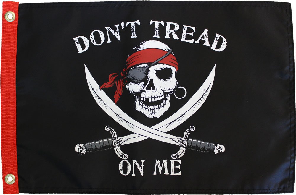 Don"t Tread on Me Pirate - 12"X18" Nylon Flag (Swords)