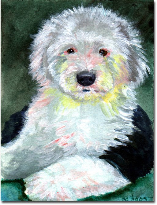 Old English Sheepdog - 11""x15"" 2-Sided Garden Banner