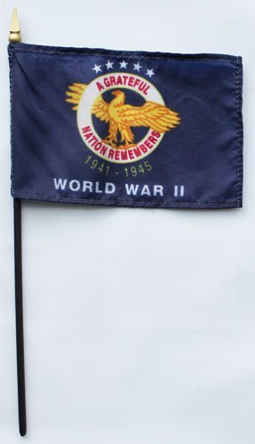 World War II - 4"" x 6"" Stick Flag