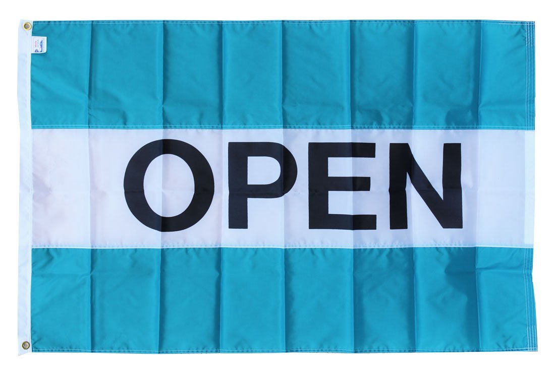 Open - 3"X5" Nylon Flag (teal/white/teal)