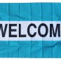 Welcome -3"X5" Nylon Flag (teal/white/teal)